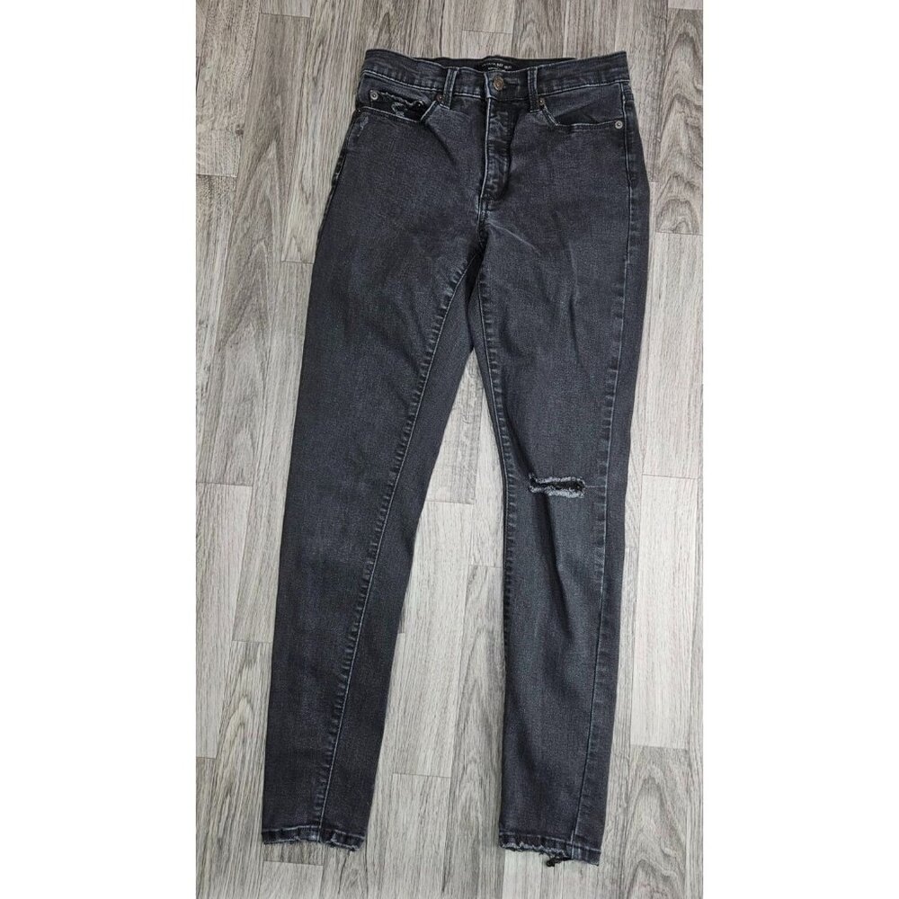 Banana Republic Womens Size 27 / 4 High Rise Skinny Distressed Black Grey Jeans